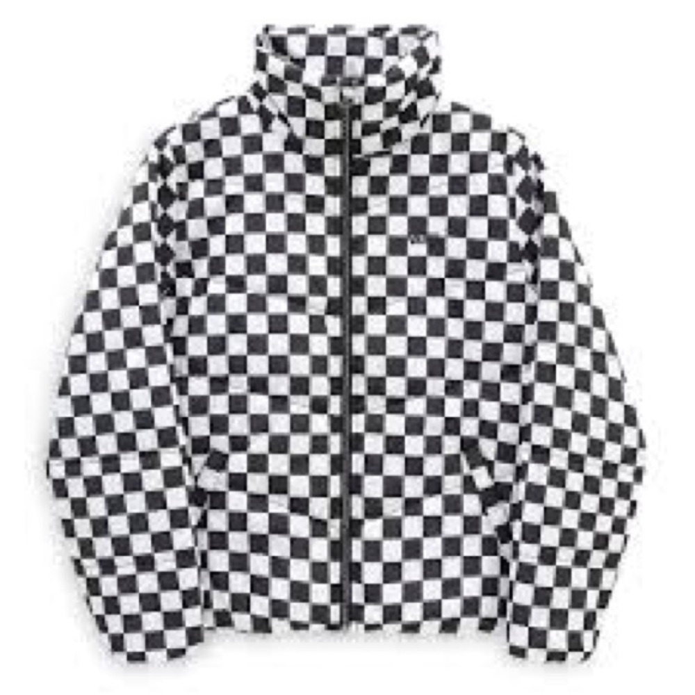 NWOT Vans Foundry Print MTE Black & White Checkerboard Print Puffer Jacket - Picture 7 of 16
